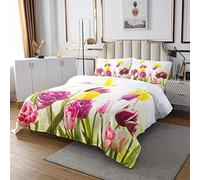 Loussiesd Copriletto trapuntato floreale Sketch Flower Coverlet Set per bambini ragazze adulti donne foglie botaniche copriletto trapuntato in microfibra260x240cm