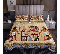 Loussiesd Copriletto trapuntato in stile antico Egitto, copriletto trapuntato, per bambini, adulto, cultura, set egiziano trapuntato, 3 pezzi con 2 federe per cuscini matrimoniali240x220cm