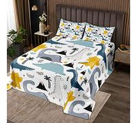Loussiesd Copriletto trapuntato per bambini con stampa dinosauro motivo animali dei cartoni animati in morbida microfibra con 1 federa per ragazze e ragazzi170X230cm
