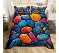 Loussiesd Copripiumino colorato con pietre a mosaico per tutte le stagioni Set di biancheria da letto in marmo astratto microfibra per bambini super king size mosaici naturali 3D decorazione camera da
