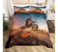Loussiesd Copripiumino Moto Extreme Sports - Copripiumino singolo Motocross per adulti e bambini, 2 pezzi per appassionati di sport