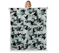 Loussiesd Duck Hunter - Coperta in pile sherpa mimetica per divano, anatra mimetica, super morbida, accogliente, a tema caccia, per l'inverno, in peluche, 76 x 101 cm, per tutte le stagioni