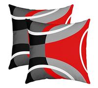 Loussiesd Fodere per cuscino geometriche reversibili per bambini, fodere per cuscini a righe grigie nere rosse, quadrate, set di 2 per fodere decorative per cuscini, decorazione per la casa, donna