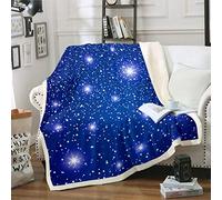 Loussiesd Galaxy Fuzzy Coperta a tema spazio esterno Sherpa coperta in pile cielo stellato per divano blu glitter cielo coperta ultra morbida per letto matrimoniale 152,4 x 200,7 cm coperta di