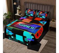 Loussiesd Gamepad Gaming Trapuntato Coperta Ragazzi Gamer Trapuntato Copriletto Per Bambini Adolescenti Ultra Soft Video Game Controller Set di Biancheria da Letto Console Gamer Set 170X230cm