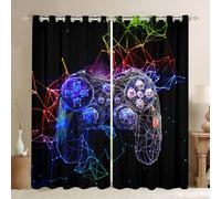 Loussiesd Gamepad - Tende per finestre per ragazze e ragazzi e bambini, moderne tende per videogiochi, controller per finestre, decorazione per la camera con geometria colorata e luminosa, W66 x L90