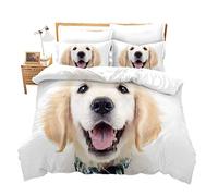 Loussiesd Golden Retriever Set copripiumino per letto singolo, matrimoniale, king size e super king size 3D a tema animali domestici, con copriletto, copriletto in microfibra, Microfibra, Motivo 3,