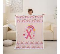 Loussiesd Graziosa coperta in sherpa rosa arcobaleno per divano, con iniziale personalizzata, super morbida e accogliente, in pile a forma di cuore, per l'inverno, 101 x 127 cm, Kawaii per tutte le