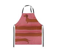 Loussiesd Grembiule con cane salsiccia per donne e uomini, 78 x 66 cm, grembiule bassotto, grembiule a tema amore, con collo regolabile, per San Valentino, cucina, chef, rosa, 78x66CM