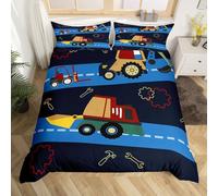 Loussiesd Kids Equipment - Set di biancheria da letto per bambini con copripiumino e copripiumino per bambini e ragazzi, motivo: escavatori, 2 pezzi, per letto junior/culla