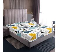 Loussiesd Lenzuolo con angoli di lusso con dinosauri, 100% microfibra, traspirante, stampato solo lenzuolo senza federe, per letto singolo (90 x 190 + 30 cm)