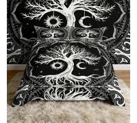 Loussiesd Life Tree Set di Biancheria da Letto per Ragazze Ragazzi Bambini Sole e Luna Boho Copripiumino Bohémien Copripiumino Galassia Astrologia Copriletto Psichedelico Hippie King Size 3Pcs