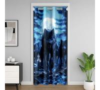 Loussiesd Lupo per la privacy 1 pannello animali lupi tenda porta 132x203cm soggiorno esterno ingresso montagna luna porta tenda blu
