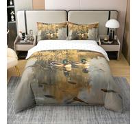 Loussiesd Mallard Duck Copripiumino 100% cotone per letto singolo ragazzi ragazze caccia anatra set di biancheria da letto traspirante morbido rustico rustico casale bosco copripiumino 2 pezzi animali