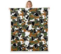 Loussiesd Mallard Duck Hunter - Coperta in pile Sherpa, motivo mimetico, per ragazzi e ragazze, per letto, divano, sedia, soggiorno, verde, mimetica, decorazione per camera da letto, 152 x 200 cm