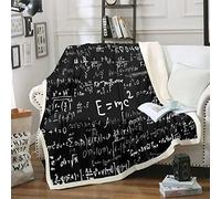 Loussiesd Math Fuzzy Coperta in pile con formula matematica per sedia, divano, matematica, numero, sherpa, leggera, nera, bianca, 76,2 x 101,6 cm