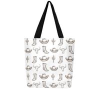 Loussiesd Mountain Lake Canvas Tote Bags per le Donne Regali Aurora Starry Night Sky Borse a Spalla Grande Capacità, Marrone e bianco., 50x40cm