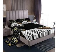 Loussiesd, Parure di lenzuola per letto king size, a tema musica classica, con motivo con pianoforte, con tasca profonda, resistenti alle pieghe, ipoallergeniche, morbide e comode, per bambini