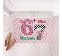 Loussiesd Pink Bowknot Six Seven Tappeti da bagno a scacchi Sei sette tappetini in microfibra stampa leopardata accessori da bagno 67 tappetini da bagno a tema antiscivolo 40,6 x 61 cm morbido