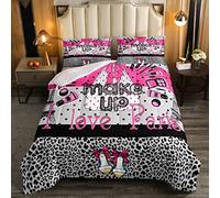 Loussiesd Piumino alternativo grigio nero leopardato con torre Eiffel per ragazze e donne moderno Paris French Comforter Set Trapunta a pois con inserto e trapunta 2 pezzi per letto 135x200cm