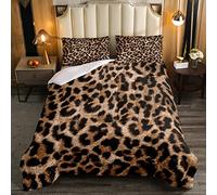 Loussiesd Piumino leopardato ghepardo per bambini e ragazze donne nero marrone leopardo set trapunta Africa animali selvatici trapunta 230x220cm