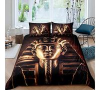 Loussiesd, Set con copripiumino con stampa faraone 3D, per bambini, ragazzi e adulti, collezione per la camera da letto con cultura dell'antico Egitto, copripiumino con motivo tribale egiziano, set da