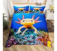 Loussiesd Set copripiumino Axolotl Kawaii Axolotl con copripiumino per ragazzi e ragazze, per camera da letto, vita marina, multicolore 10000321