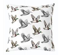 Loussiesd Set di 1 federa per cuscino con stampa 3D a tema caccia e germano reale, decorazione rustica, per interni ed esterni, 60 x 60 cm