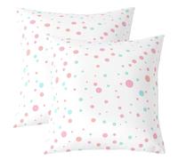 Loussiesd Set di 2 federe decorative a pois rosa e verdi per divano, letto, federe per cuscini Kawaii, decorazione per la casa, 45 x 45 cm