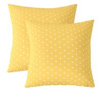 Loussiesd Set di 2 federe decorative per cuscini gialli a pois gialli e bianchi, per divano, letto, federe per cuscini kawaii, decorazione per la casa, 55 x 55 cm