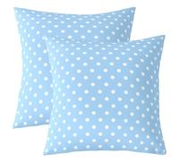 Loussiesd Set di 2 federe decorative per cuscini in stile retrò a pois bianchi e blu, per divano, letto, lussuose federe decorative per la casa, 60 x 60 cm