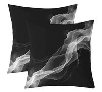 Loussiesd Set di 2 federe per cuscini con effetto ombré bianco, 40 x 40 cm, moderne, astratte, decorative, geometriche, per divano, letto, decorazione per la casa