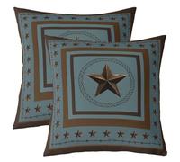 Loussiesd Set di 2 federe per cuscini con stampa a stelle del Texas occidentale, stile rustico, vintage, con motivo a stelle, per divano, letto, cowboy, 50 x 50 cm