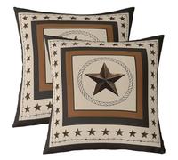 Loussiesd Set di 2 federe per cuscini con stampa a stelle del Texas occidentale, stile rustico, vintage, per divano, divano, cowboy, per bambini, ragazzi e ragazze, 45 x 45 cm