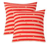 Loussiesd Set di 2 federe per cuscini da 45 x 45 cm, a pois, rosse e gialle, per divano, moderna, a righe, per bambini, ragazzi, ragazze, decorazione per camera da letto