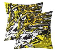Loussiesd Set di 2 federe per cuscini geometriche moderne, 60 x 60 cm, quadrate, stile graffiti, arte astratta, per divano, camera da letto, decorazione