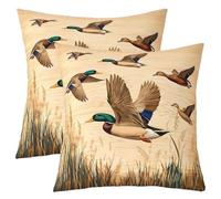 Loussiesd Set di 2 federe per cuscini per bambini, 60 x 60 cm, motivo: caccia di anatre, per ragazzi e ragazze, decorazione per camera da letto, animali selvatici, in morbida microfibra leggera e