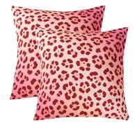 Loussiesd Set di 2 federe per cuscini rosa leopardate, 60 x 60 cm, decorative, in pelliccia di animali selvatici, per divano, letto, decorazione per la casa