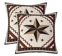 Loussiesd Set di 2 federe per cuscini vintage con stampa di stelle del Texas occidentale, stile rustico, decorazione rustica, per interni ed esterni, 55 x 55 cm