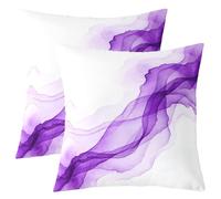 Loussiesd Set di 2 federe per cuscino con effetti viola ombré, 60 x 60 cm, arte astratta moderna, decorazione geometrica, per interni ed esterni, super morbide