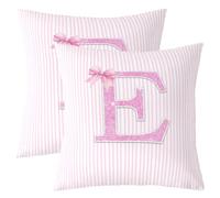 Loussiesd Set di 2 federe per cuscino con lettere dell'alfabeto E, 50 x 50 | Federa per cuscino a righe, decorazione geometrica, moderna, arte a righe, per interni ed esterni, super morbida
