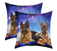 Loussiesd Set di 2 federe per cuscino con stampa 3D di cane galassia, 40 x 40 cm, blu, viola, cielo stellato, federa per cuscino per divano con motivo cucciolo di animale domestico morbido