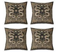 Loussiesd Set di 4 federe per cuscini a tema Halloween, 45 x 45 cm, per divano, divano, cimitero, colore giallo chiaro, nero, decorazione per camera da letto di bambini e ragazze