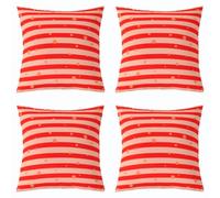 Loussiesd Set di 4 federe per cuscini da 50 x 50 cm, a pois, rosse e gialle, per divano, moderna, a righe, per bambini, ragazzi, ragazze, decorazione per camera da letto