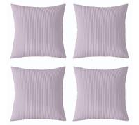 Loussiesd Set di 4 federe per cuscini geometriche a righe, 40 x 40 cm, viola, decorazione astratta, moderna, arte a righe, per interni ed esterni, lussuose, super morbide