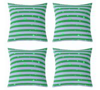 Loussiesd Set di 4 federe per cuscini quadrati a pois, 45 x 45 cm, verde e grigio, moderne a righe, per divano, decorazione di lusso per camera da letto