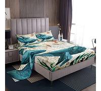 Loussiesd Set di biancheria da letto con balena marina, set di lenzuola con balena marina e balena mediterranea, set di biancheria da letto matrimoniale vintage con 2 federe per bambini