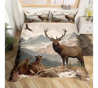 Loussiesd Set di biancheria da letto con cervi carini per bambini ragazzi ragazze cervi set di coperte per caccia con cervi a doppio corno copriletto decorazione per camera da letto decorazione per