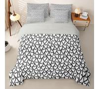Loussiesd Set di biancheria da letto con copripiumino a forma di cuore, 7 pezzi, per letto king size, motivo amore, per bambini, ragazzi e ragazze, reversibile, grigio e bianco, decorazione per la
