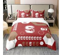 Loussiesd Set di biancheria da letto con copripiumino con lettera S, 100% cotone, per ragazzi e ragazze, con motivo a grano rosso, 3 pezzi, chiusura a cerniera, con 2 federe